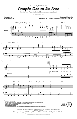 page one of People Got To Be Free (arr. Kirby Shaw) (SAB Choir)