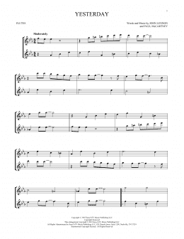 page one of Yesterday (Flute Duet)