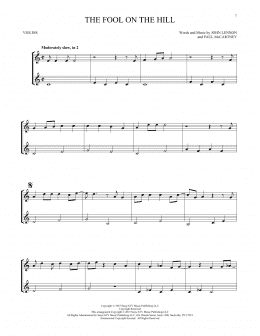 page one of The Fool On The Hill (Violin Duet)
