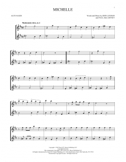 page one of Michelle (Alto Sax Duet)