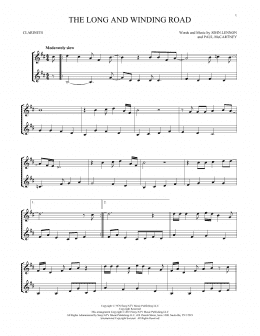 page one of The Long And Winding Road (Clarinet Duet)