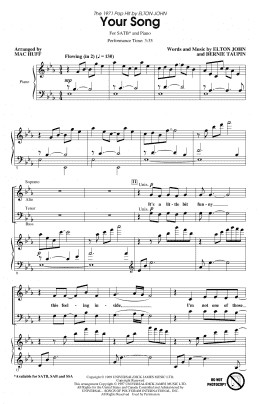 page one of Your Song (arr. Mac Huff) (SATB Choir)