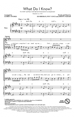 page one of What Do I Know? (arr. Audrey Snyder) (SAB Choir)