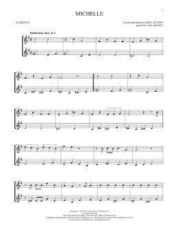 page one of Michelle (Clarinet Duet)