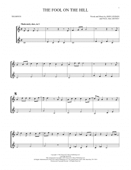 page one of The Fool On The Hill (Trumpet Duet)