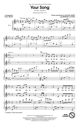 page one of Your Song (arr. Mac Huff) (SSA Choir)