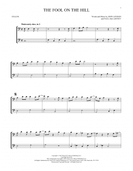 page one of The Fool On The Hill (Cello Duet)