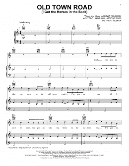 page one of Old Town Road (I Got The Horses In The Back) (Piano, Vocal & Guitar Chords (Right-Hand Melody))