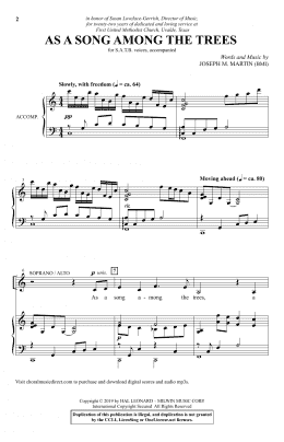 page one of As A Song Among The Trees (SATB Choir)