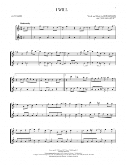 page one of I Will (Alto Sax Duet)
