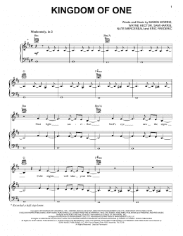 page one of Kingdom Of One (from For the Throne: Music Inspired by Game of Thrones) (Piano, Vocal & Guitar Chords (Right-Hand Melody))