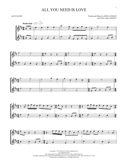 page one of All You Need Is Love (Alto Sax Duet)
