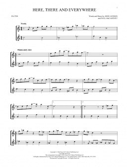 page one of Here, There And Everywhere (Flute Duet)