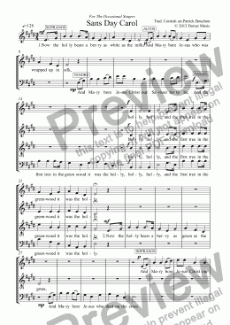 page one of The Sans Day Carol (SATB)