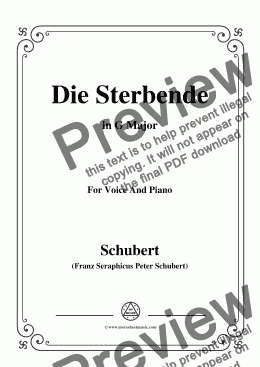 page one of Schubert-Die Sterbende,in G Major,for Voice&Piano