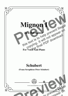page one of Schubert-Mignon I,D.726,in a flat minor,for Voice&Piano