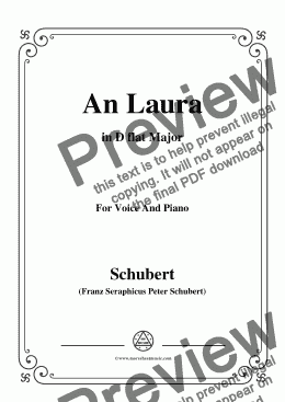 page one of Schubert-An Laura,in D flat Major,for Voice&Piano