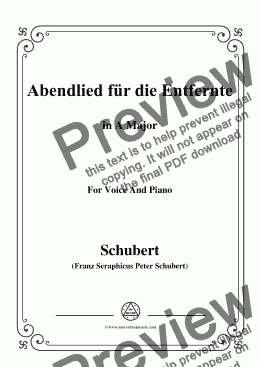 page one of Schubert-Abendlied für die Entfernte,Op.88,in A Major,for Voice&Piano