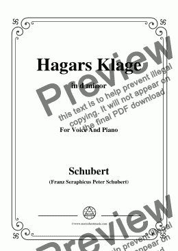 page one of Schubert-Hagars Klage(Hagar's Lament),D.5,in d minor,for Voice&Piano