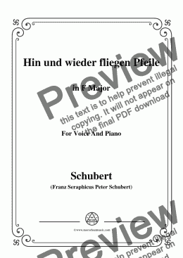 page one of Schubert-Hin und wieder fliegen Pfeile,in F Major,for Voice&Piano