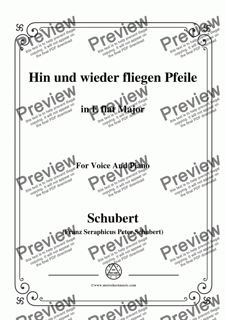 page one of Schubert-Hin und wieder fliegen Pfeile,in E flat Major,for Voice&Piano