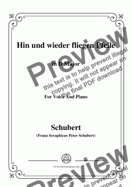 page one of Schubert-Hin und wieder fliegen Pfeile,in D Major,for Voice&Piano