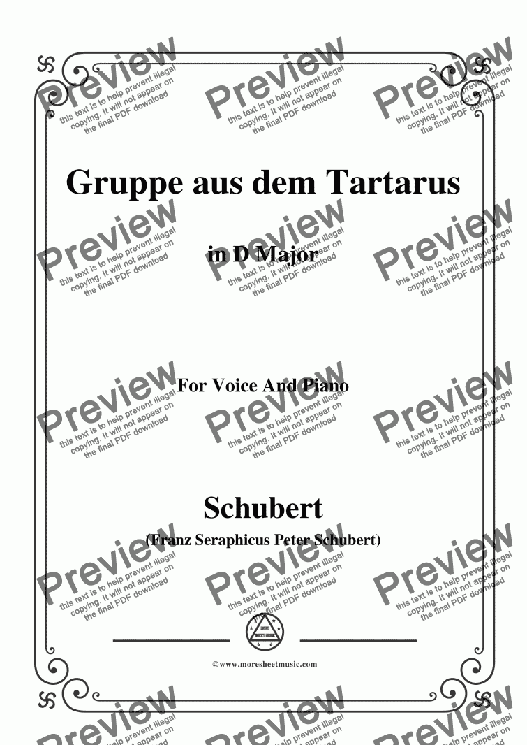 page one of Schubert-Gruppe aus dem Tartarus,Op.24 No.1,in D Major,for Voice&Piano