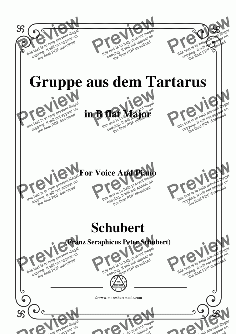 page one of Schubert-Gruppe aus dem Tartarus,Op.24 No.1,in B flat Major,for Voice&Piano