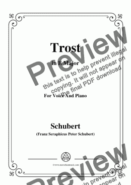 page one of Schubert-Trost,in E Major,for Voice&Piano