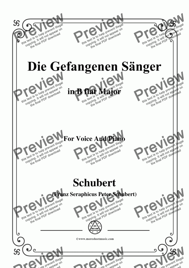 page one of Schubert-Die Gefangenen Sänger,in B flat Major,for Voice&Piano