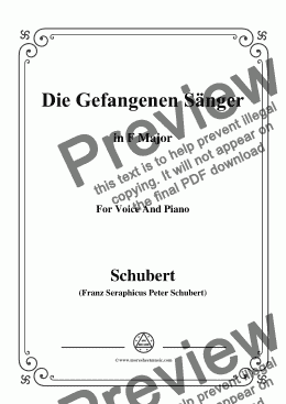 page one of Schubert-Die Gefangenen Sänger,in F Major,for Voice&Piano