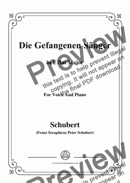 page one of Schubert-Die Gefangenen Sänger,in E flat Major,for Voice&Piano