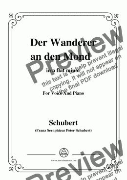 page one of Schubert-Der Wanderer an den Mond,Op.80,in a flat minor,for Voice&Piano