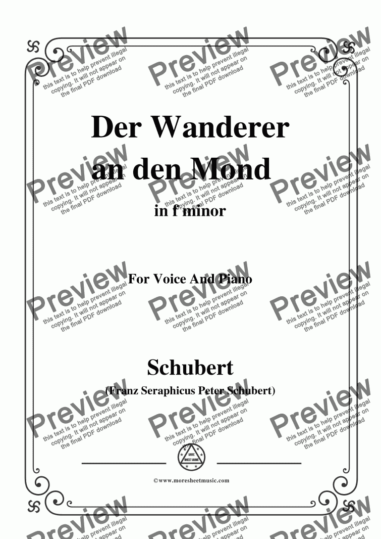 page one of Schubert-Der Wanderer an den Mond,Op.80,in f minor,for Voice&Piano