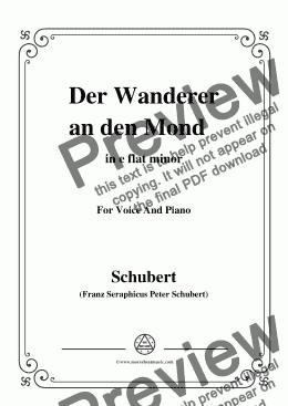 page one of Schubert-Der Wanderer an den Mond,Op.80,in e flat minor,for Voice&Piano