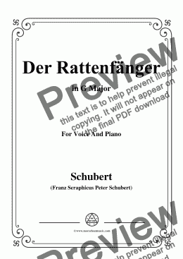 page one of Schubert-Der Rattenfänger,in G Major,for Voice&Piano