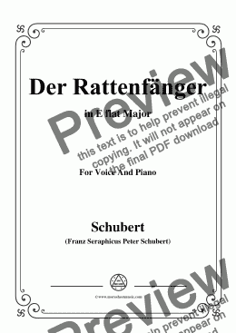 page one of Schubert-Der Rattenfänger,in E flat Major,for Voice&Piano