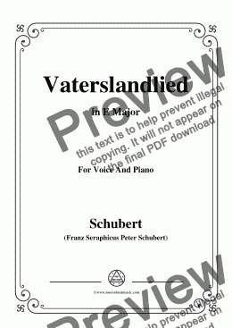 page one of Schubert-Vaterslandlied,in E Major,for Voice&Piano