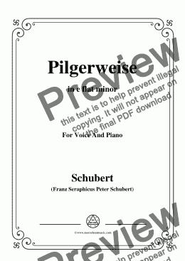 page one of Schubert-Pilgerweise,in e flat minor,for Voice&Piano