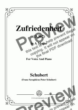 page one of Schubert-Zufriedenheit(Contentment),D.362,in A Major,for Voice&Piano