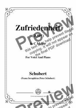 page one of Schubert-Zufriedenheit(Contentment),D.501,in A flat Major,for Voice&Piano