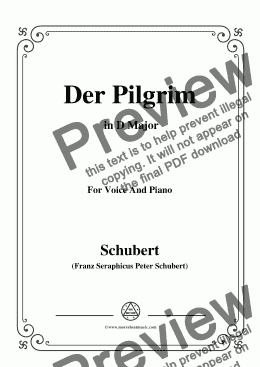 page one of Schubert-Der Pilgrim(Der Pilgrim),Op.37 No.1,in D Major,for Voice&Piano