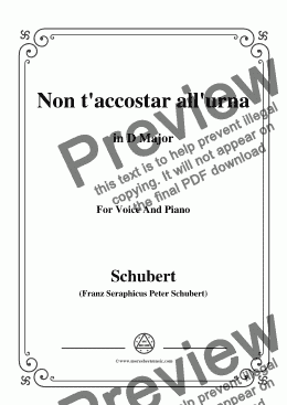 page one of Schubert-Non t'accostar all'urna,D.688 No.1,in D Major,for Voice&Piano