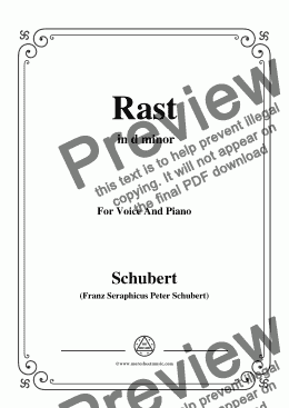 page one of Schubert-Rast,from 'Winterreise',Op.89(D.911) No.10,in d minor,for Voice&Piano