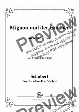 page one of Schubert-Mignon und der Harfner (duet),in b flat minor,for Voice&Piano