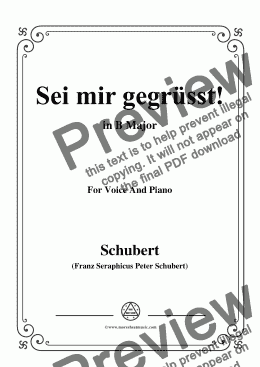 page one of Schubert-Sei mir gegrüsst!,Op.20 No.1,in B Major,for Voice&Piano