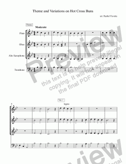 page one of Theme and Variations on Hot Cross Buns