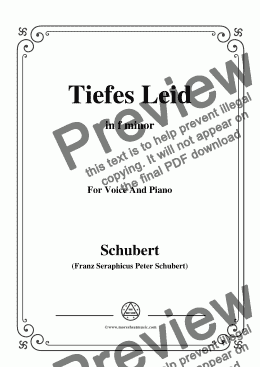page one of Schubert-Tiefes Leid,in f minor,for Voice&Piano