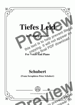 page one of Schubert-Tiefes Leid,in f sharp minor,for Voice&Piano