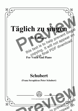 page one of Schubert-Täglich zu singen,in F Major,for Voice&Piano